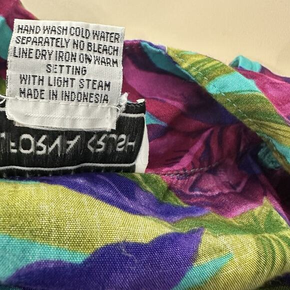 Vtg Floral Button Down Maxi Dress Women 3X Tropical Resort California Krush FLAW - Picture 13 of 16